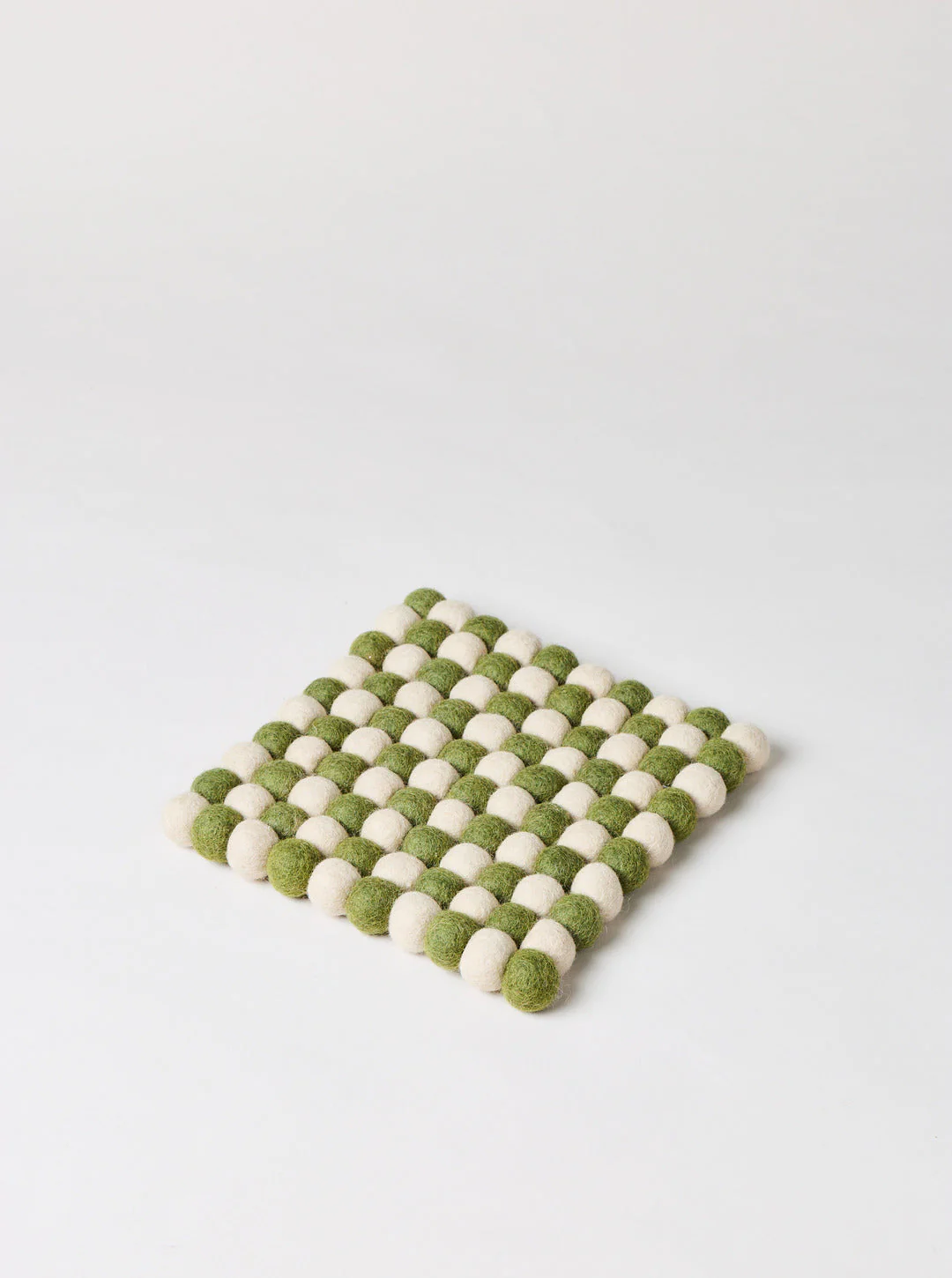 Artisan Felt Pom Pom Trivet - Natural & Moss - Image 4
